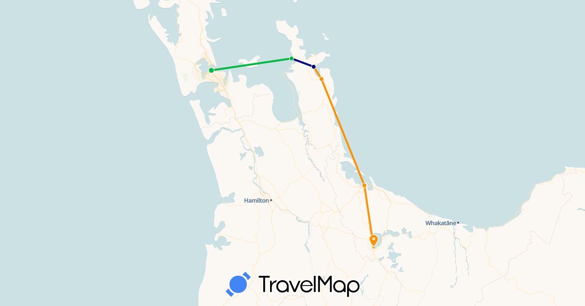 TravelMap itinerary: driving, bus, hitchhiking in New Zealand (Oceania)